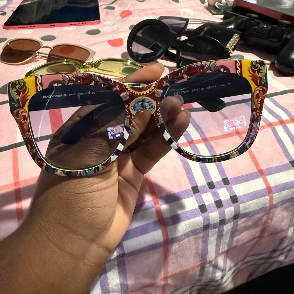 Dolce & Gabbana Red and Yellow Patterned Sunglasses